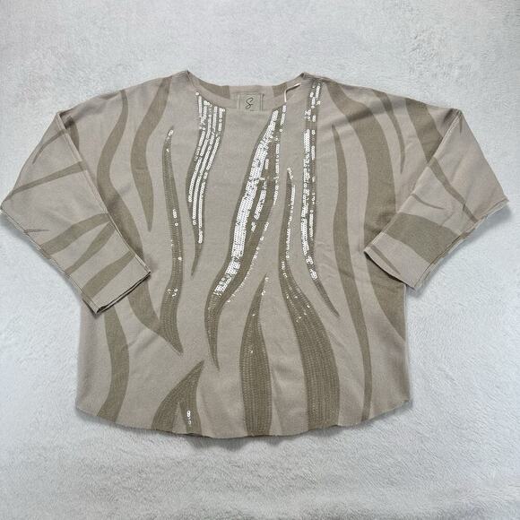 Sioni Sweaters - Sioni Women's Leopard Zebra Luxury Pullover Sweater with sequins Size S